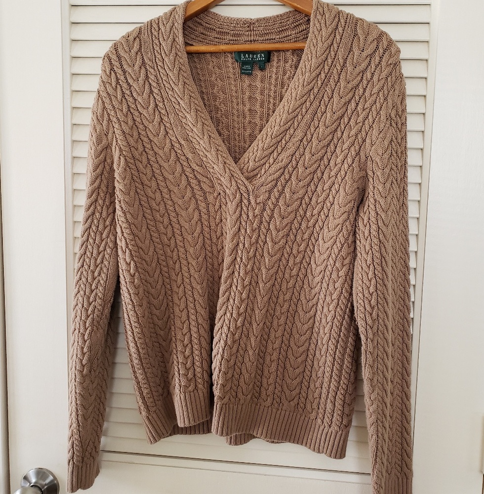 Lauren Ralph Lauren Cable Knit Sweater Tan Large
